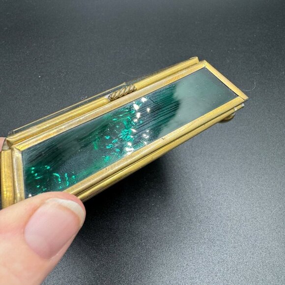 VIVA Stephen Mackey Cat Leaded Glass, Hinged Lidded Box trinket 90s vintage cat - Picture 4 of 7